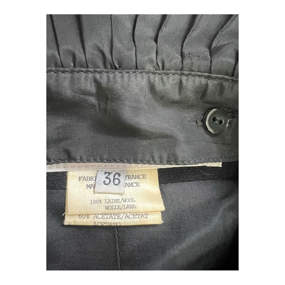 NINA RICCI Womens Black Ruffle 100% Lane Wool High Collar Latch Button Jkt Sz 36 - Picture 5 of 9